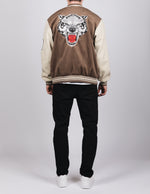 Brown Wolf Design Baseball Bomber