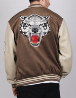 Brown Wolf Design Baseball Bomber