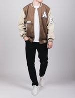 Brown Wolf Design Baseball Bomber