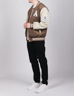 Brown Wolf Design Baseball Bomber