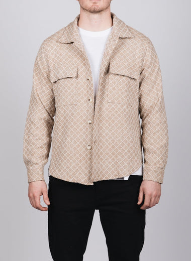 Beige Diamond Pattern Overshirt