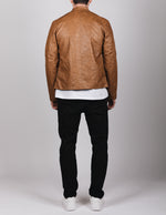 Camel PU Leather Biker Jacket