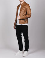 Camel PU Leather Biker Jacket