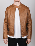 Camel PU Leather Biker Jacket