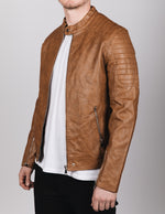 Camel PU Leather Biker Jacket