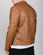 Camel PU Leather Biker Jacket