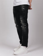 ORSI Washed Paint Splatter Jeans Black