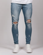 Blue 2Y Distressed Zip Hem Jeans