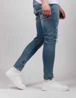 Blue 2Y Distressed Zip Hem Jeans