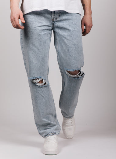 Blue Riches Washed Knee Rip Jeans