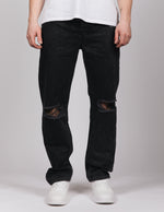 Black Riches Washed Knee Rip Jeans