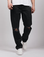 Black Riches Washed Knee Rip Jeans