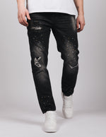 ORO Washed Paint Splatter Jeans Black