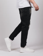 ORO Washed Paint Splatter Jeans Black