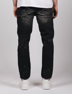 ORO Washed Paint Splatter Jeans Black