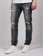 Grey Ripped Stone Washed Jeans