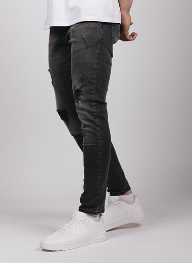 Dark Grey 2Y Ripped Washed Jeans