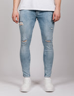 Blue 2Y Ripped Stone Washed Jeans