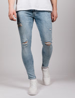 Blue 2Y Ripped Stone Washed Jeans