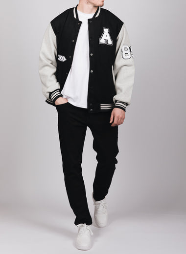 Wolf Design Baseball Bomber Black