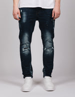 MONTI Washed Paint Splatter Jeans Blue