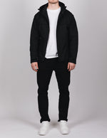 Black Hooded Windbreaker Jacket