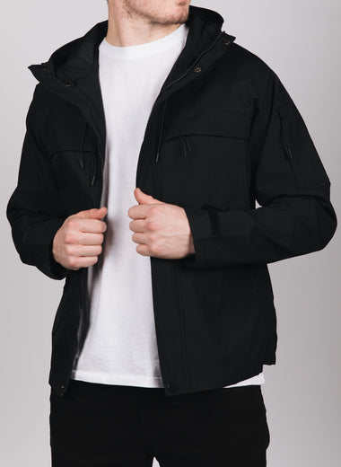 Black Hooded Windbreaker Jacket