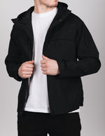 Black Hooded Windbreaker Jacket