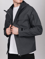 Mid Grey Hooded Windbreaker Jacket