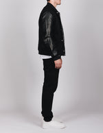 Black PU Leather Sleeve Bomber