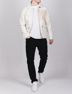 Cream PU Jacket With Tan Pocket