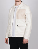 Cream PU Jacket With Tan Pocket