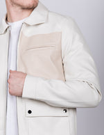 Cream PU Jacket With Tan Pocket