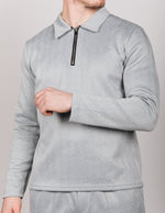 Blue Herringbone Half Zip Shirt