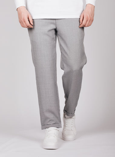 Grey Drawstring Casual Trousers