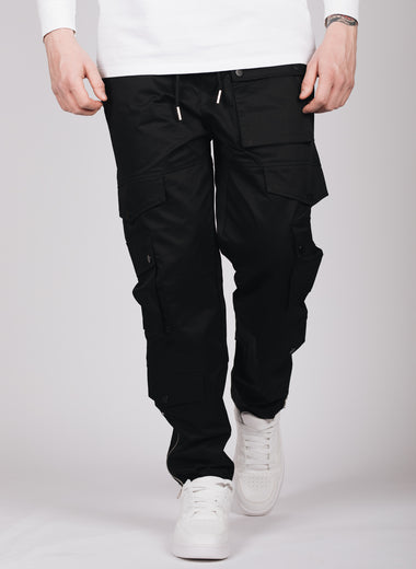 Black Button Detail Cargo Joggers