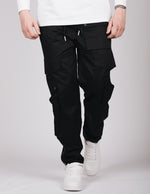 Black Button Detail Cargo Joggers