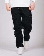 Black Multi Zip Cargo Joggers