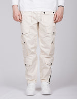 Beige Button Detail Cargo Joggers