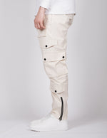 Beige Button Detail Cargo Joggers