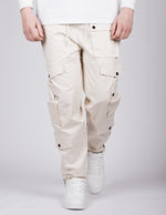 Beige Button Detail Cargo Joggers