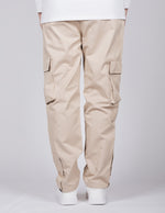 Beige Cargo Joggers With Button Cuffs