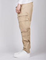 Beige Multi Zip Cargo Joggers