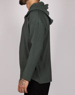 Ribbed Pattern Zip-Up Hoodie