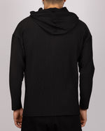 Ribbed Pattern Zip-Up Hoodie