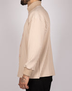 Ribbed Pattern Bomber Jacket Beige