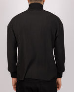 Ribbed Pattern Bomber Jacket Black