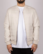 Quilted Bomber Jacket in Beige