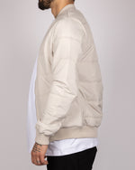 Quilted Bomber Jacket in Beige