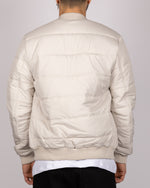 Quilted Bomber Jacket in Beige